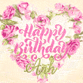 Pink rose heart shaped bouquet - Happy Birthday Card for Anh