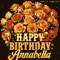 Beautiful bouquet of orange and red roses for Annabella, golden inscription and twinkling stars