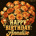 Beautiful bouquet of orange and red roses for Annalise, golden inscription and twinkling stars