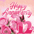 Happy 12th Anniversary GIF - Amazing Flowers and Glitter