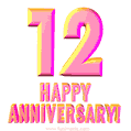 Happy 12th Anniversary 3D Text Animated GIF