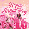 Happy 16th Anniversary GIF - Amazing Flowers and Glitter