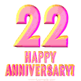 Happy 22nd Anniversary 3D Text Animated GIF
