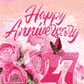 Happy 27th Anniversary GIF - Amazing Flowers and Glitter