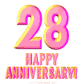 Happy 28th Anniversary 3D Text Animated GIF