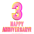 Happy 3rd Anniversary 3D Text Animated GIF