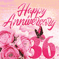 Happy 36th Anniversary GIF - Amazing Flowers and Glitter