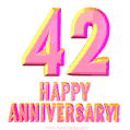 Happy 42nd Anniversary 3D Text Animated GIF