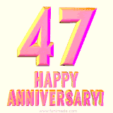 Sophisticated pink and gold '47 Happy Anniversary' text in a polished 3D look, crafted to highlight a significant milestone.