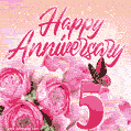 Happy 5th Anniversary GIF - Amazing Flowers and Glitter
