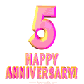 Happy 5th Anniversary 3D Text Animated GIF