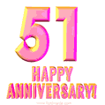 Happy 51st Anniversary 3D Text Animated GIF