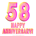 Happy 58th Anniversary 3D Text Animated GIF