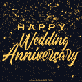 Golden confetti on black background happy wedding anniversary gif animation