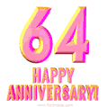 Happy 64th Anniversary 3D Text Animated GIF