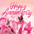Happy 74th Anniversary GIF - Amazing Flowers and Glitter