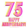 Happy 75th Anniversary 3D Text Animated GIF