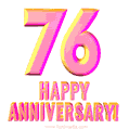 Happy 76th Anniversary 3D Text Animated GIF