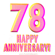 Sophisticated pink and gold '78 Happy Anniversary' text in a polished 3D look, crafted to highlight a significant milestone.
