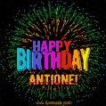New Bursting with Colors Happy Birthday Antione GIF and Video with Music