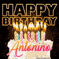 Antonino - Animated Happy Birthday Cake GIF for WhatsApp