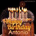 Chocolate Happy Birthday Cake for Antonio (GIF)