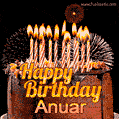 Chocolate Happy Birthday Cake for Anuar (GIF)