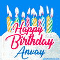 Happy Birthday GIF for Anvay with Birthday Cake and Lit Candles