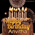 Chocolate Happy Birthday Cake for Anvitha (GIF)