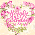 Pink rose heart shaped bouquet - Happy Birthday Card for Anyssa