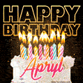 Apryl - Animated Happy Birthday Cake GIF Image for WhatsApp