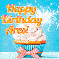 Happy Birthday, Ares! Elegant cupcake with a sparkler.