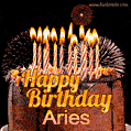 Chocolate Happy Birthday Cake for Aries (GIF)