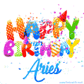 Happy Birthday Aries - Creative Personalized GIF With Name