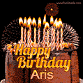 Chocolate Happy Birthday Cake for Aris (GIF)