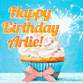 Happy Birthday, Arlie! Elegant cupcake with a sparkler.
