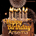 Chocolate Happy Birthday Cake for Arsema (GIF)