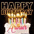 Arthur - Animated Happy Birthday Cake GIF for WhatsApp