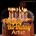 Chocolate Happy Birthday Cake for Artist (GIF)