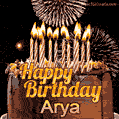 Chocolate Happy Birthday Cake for Arya (GIF)