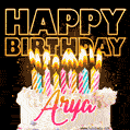 Arya - Animated Happy Birthday Cake GIF Image for WhatsApp