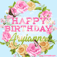Beautiful Birthday Flowers Card for Aryianna with Animated Butterflies