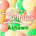Happy Birthday Image for Ashawn. Colorful Birthday Balloons GIF Animation.