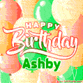 Happy Birthday Image for Ashby. Colorful Birthday Balloons GIF Animation.