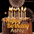 Chocolate Happy Birthday Cake for Ashly (GIF)