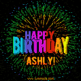New Bursting with Colors Happy Birthday Ashly GIF and Video with Music