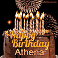 Chocolate Happy Birthday Cake for Athena (GIF)
