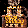 Chocolate Happy Birthday Cake for Aubriella (GIF)