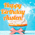 Happy Birthday, Austen! Elegant cupcake with a sparkler.