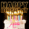 Ava - Animated Happy Birthday Cake GIF Image for WhatsApp